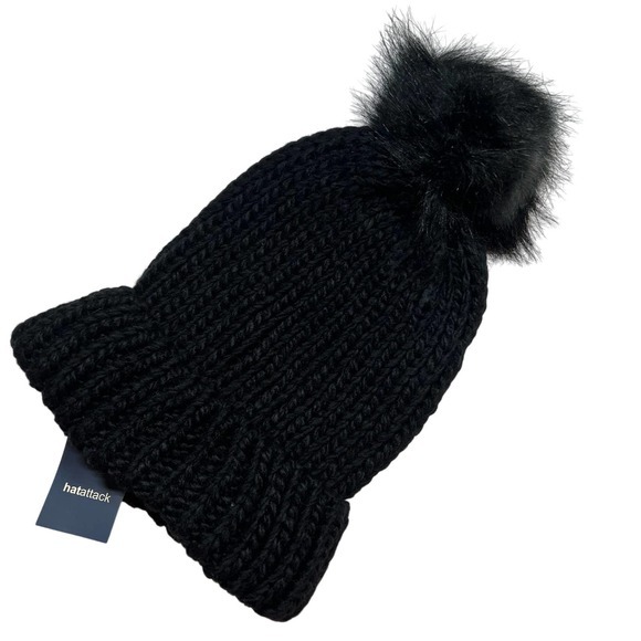 Hat Attack Bryce‎ Beanie with Removable Pom New Black - Picture 1 of 4